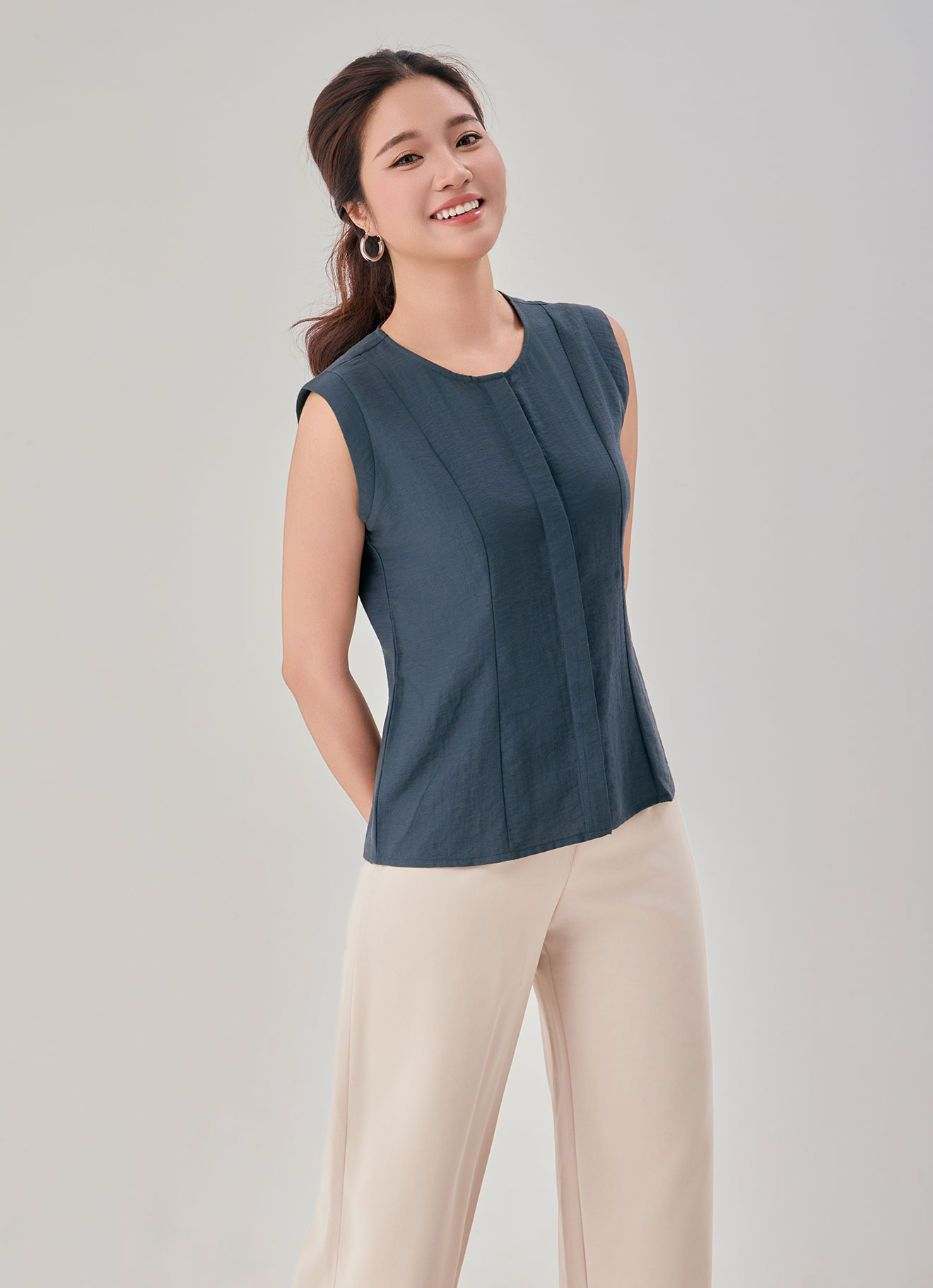 Orion-Blue by Sleeveless Blouse