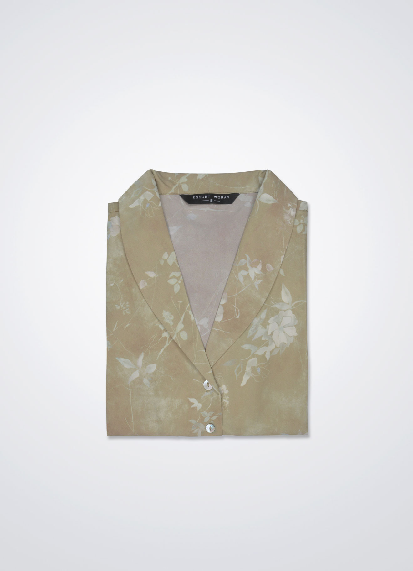 Pale-Khaki by Printed Blouse