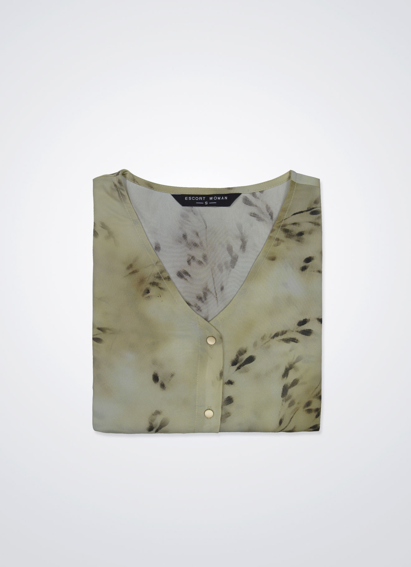 Pale-Khaki by V-Neck Blouse