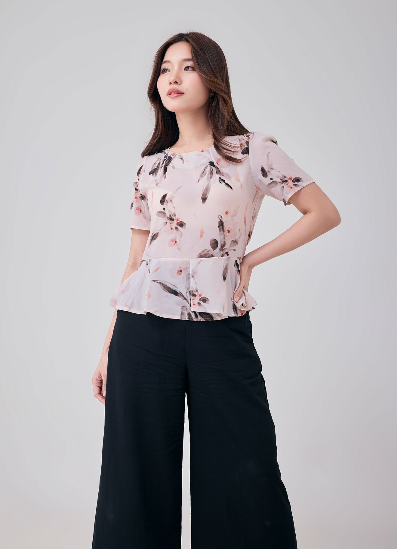 Pastel-Parchment by Floral Printed Blouse