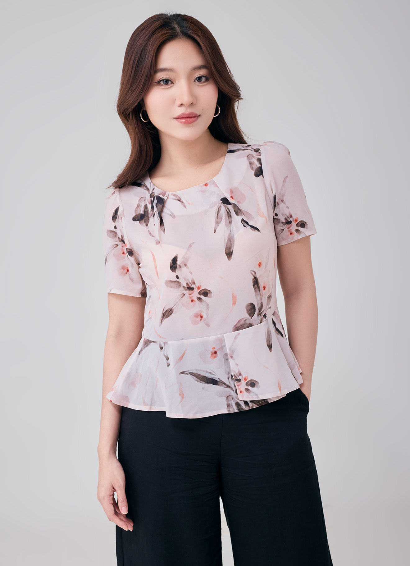 Pastel-Parchment by Floral Printed Blouse