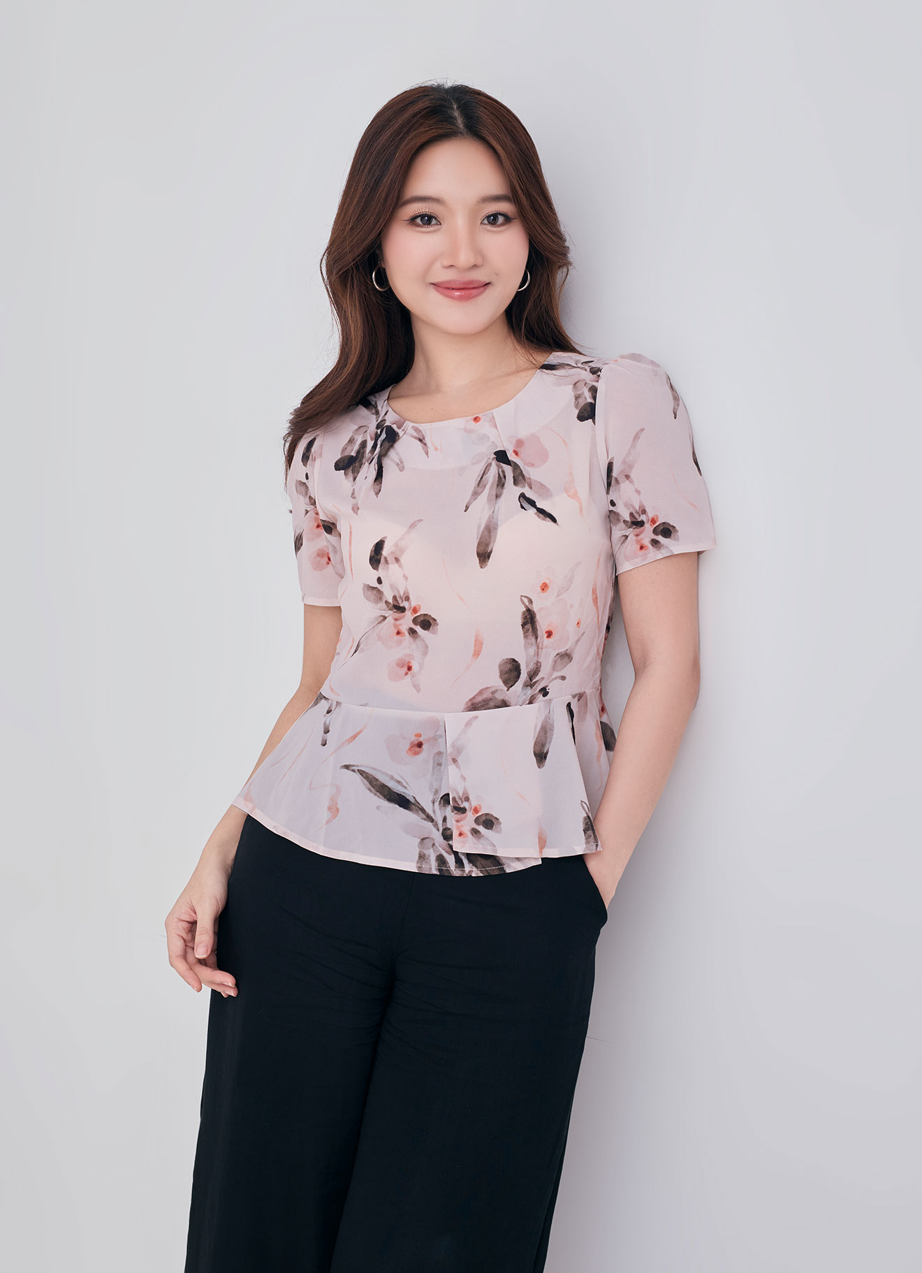 Pastel-Parchment by Floral Printed Blouse