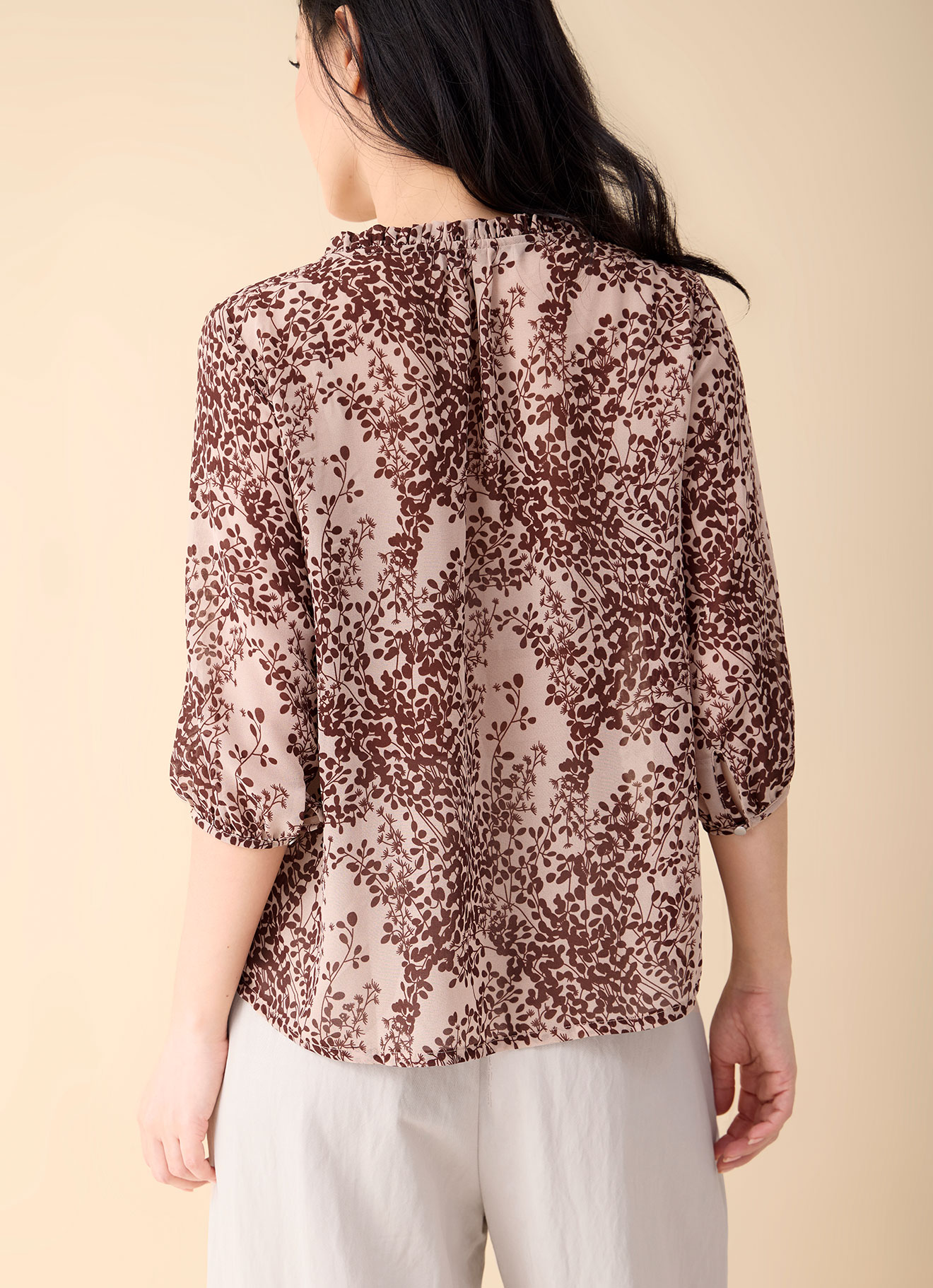Pastel-Rose-Tan by Printed Blouse