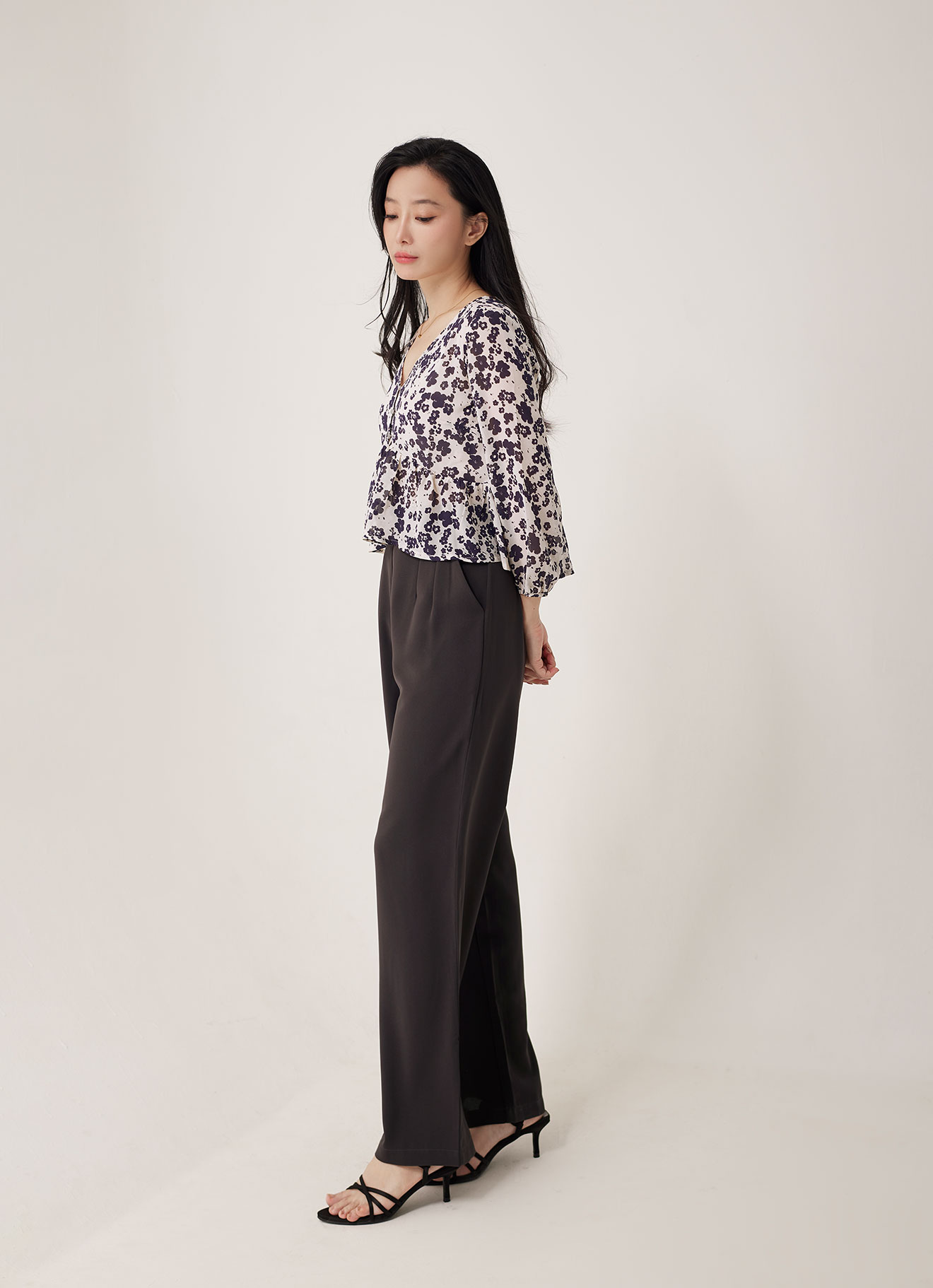 Pearled-Ivory  by V-Neck Blouse