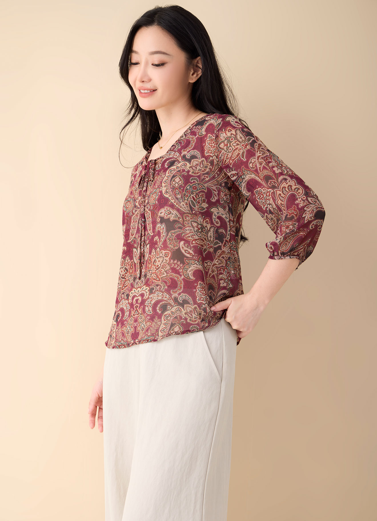 Port  by Tie Neck Top