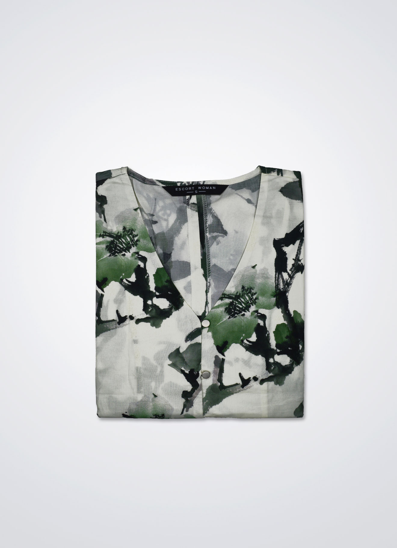 Quiet-Green by Floral Printed Blouse