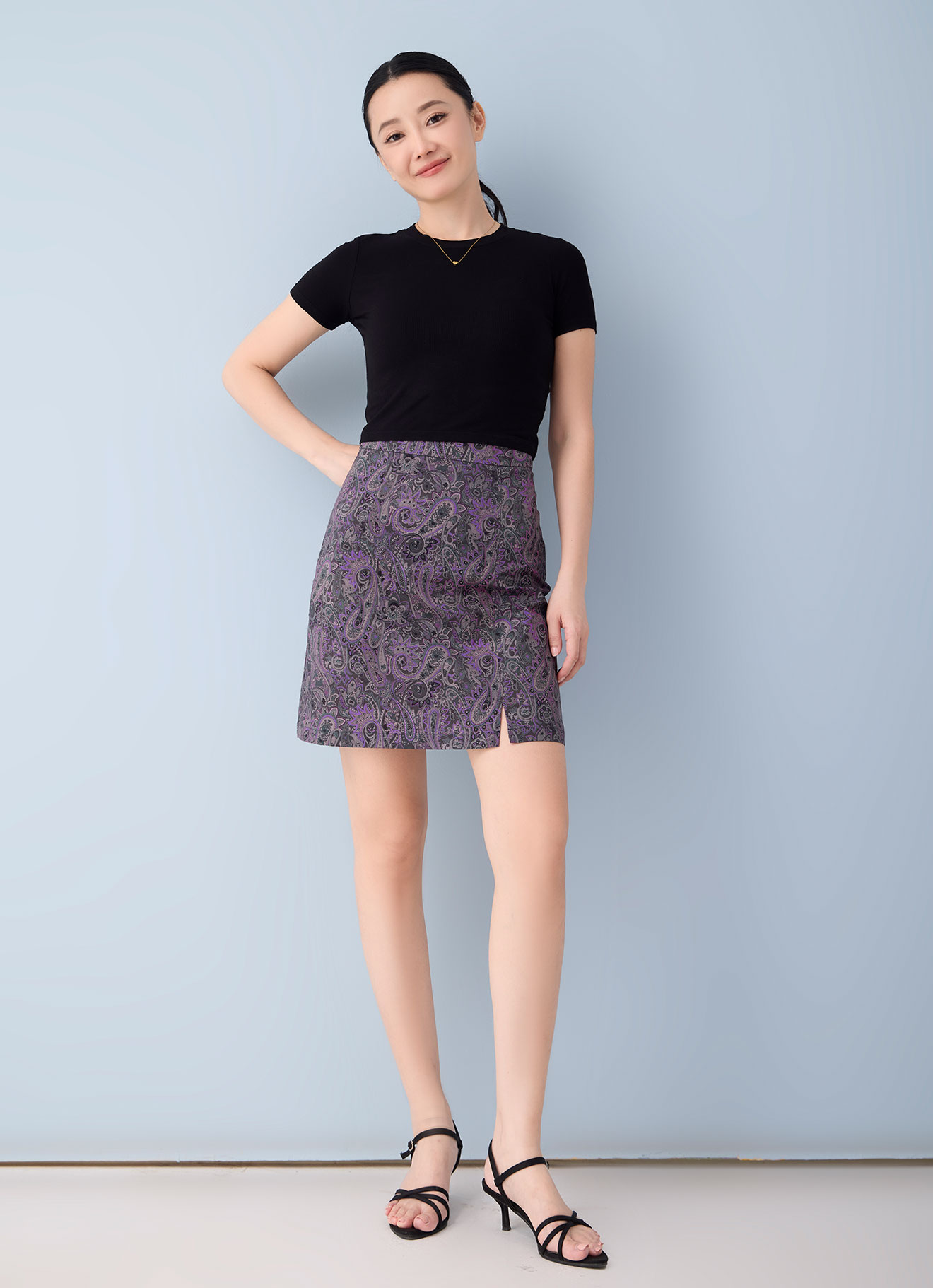 Radiant-Orchid by Printed Mini Skirt