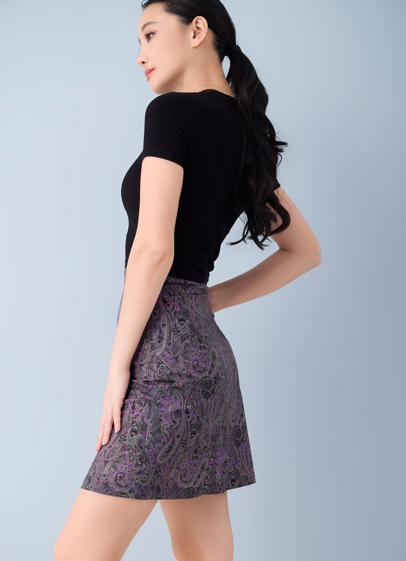 Radiant-Orchid by Printed Mini Skirt