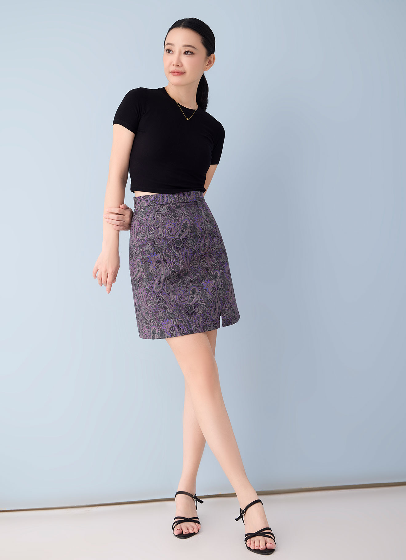 Radiant-Orchid by Printed Mini Skirt