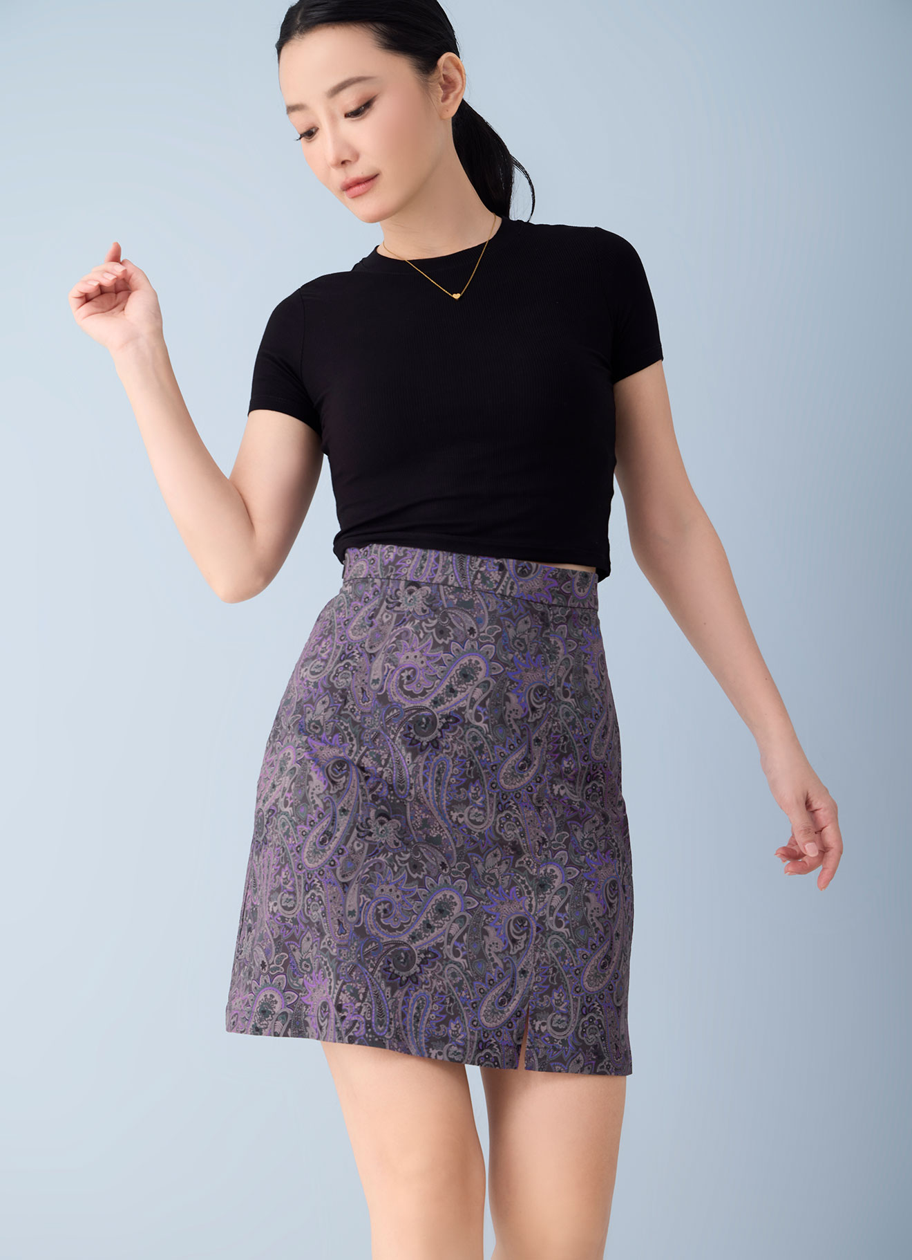 Radiant-Orchid by Printed Mini Skirt