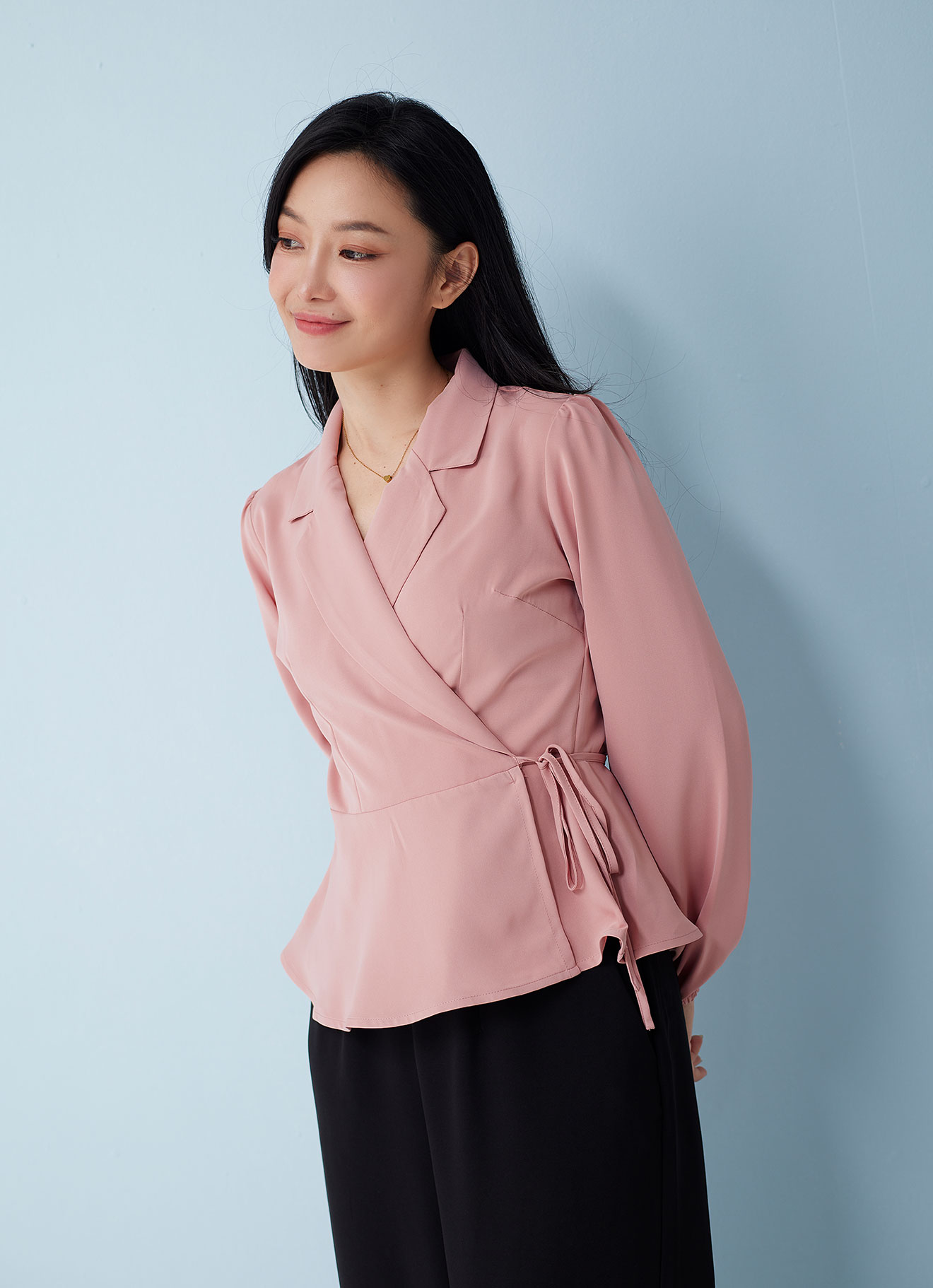 Rose-Tan  by Long-sleeved Blouse