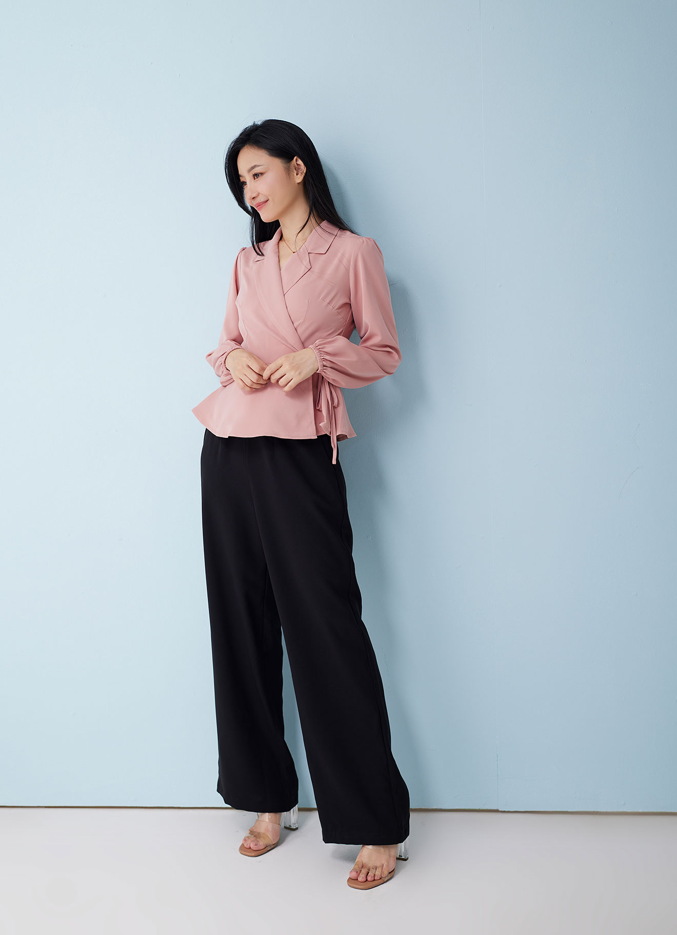 Rose-Tan  by Long-sleeved Blouse