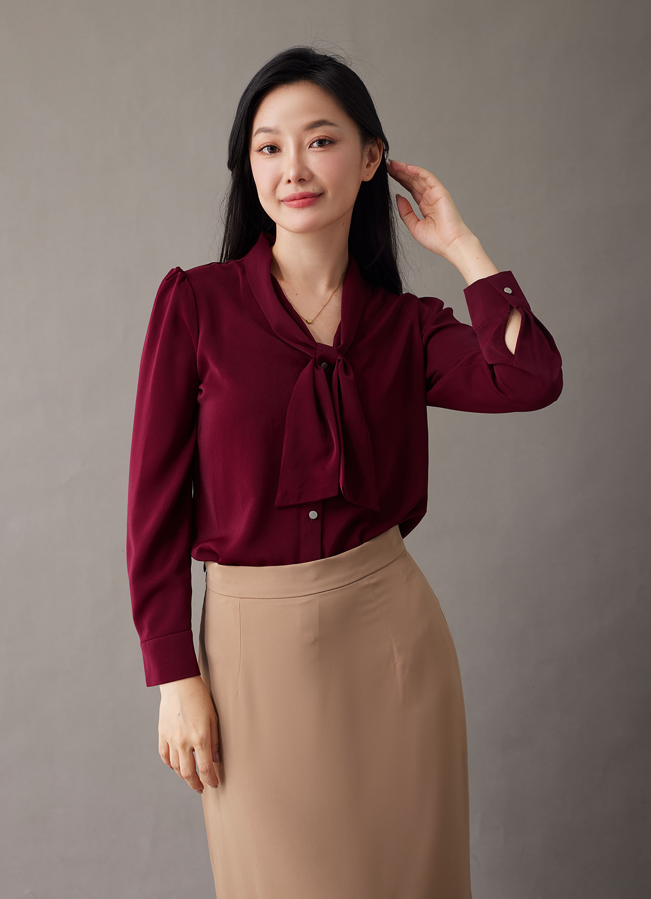 Rumba-Red  by Long-Sleeved Blouse