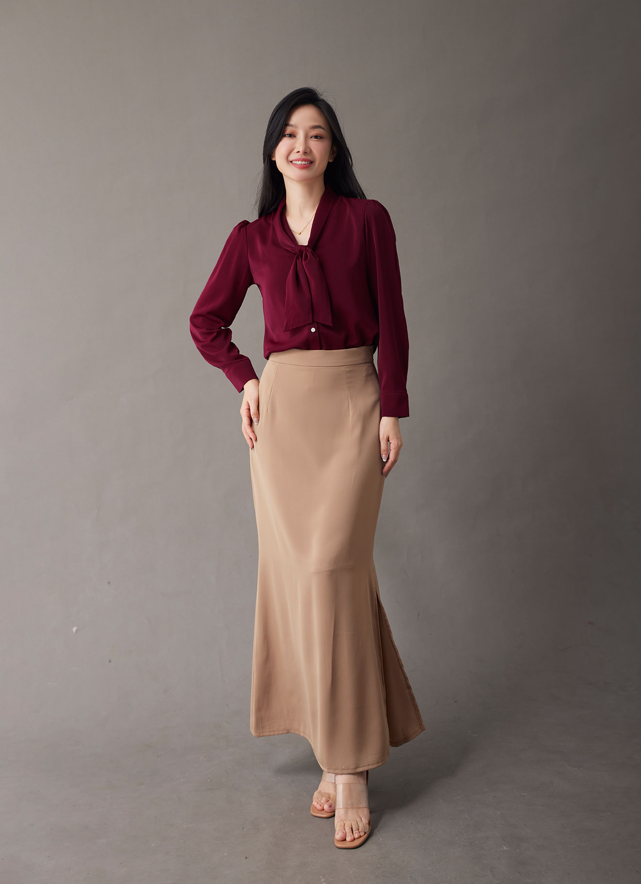 Rumba-Red  by Long-Sleeved Blouse