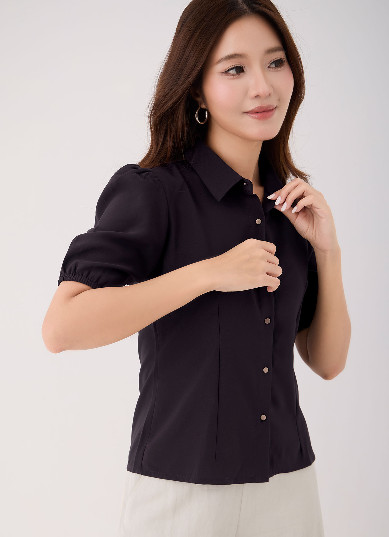 Seal-Brown by Shirt Collor Top