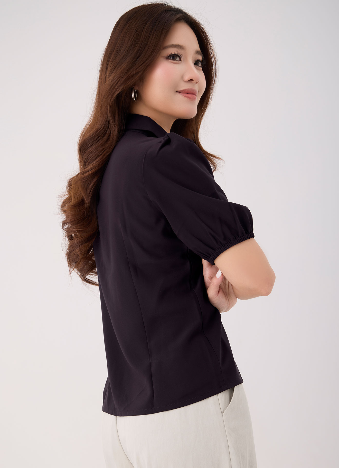 Seal-Brown by Shirt Collor Top