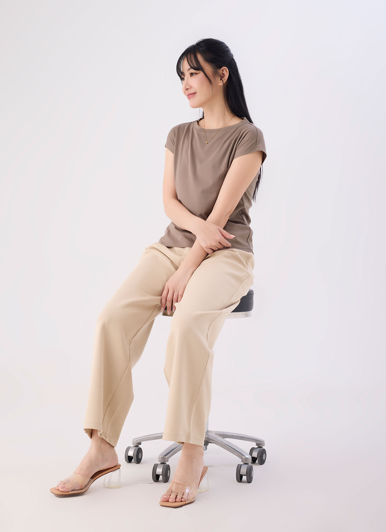 Silver-Mink  by Sleeve Blouse