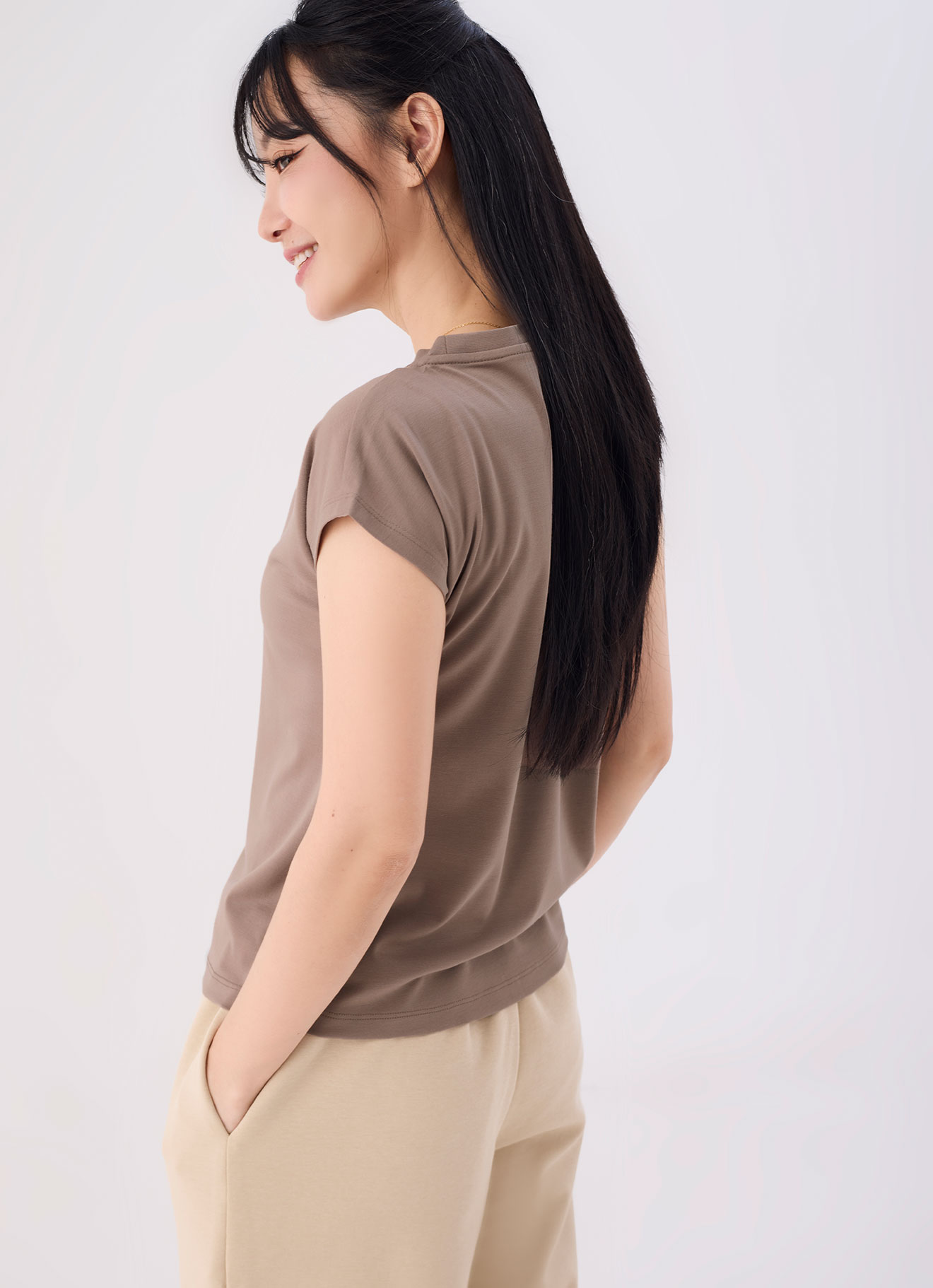 Silver-Mink  by Sleeve Blouse