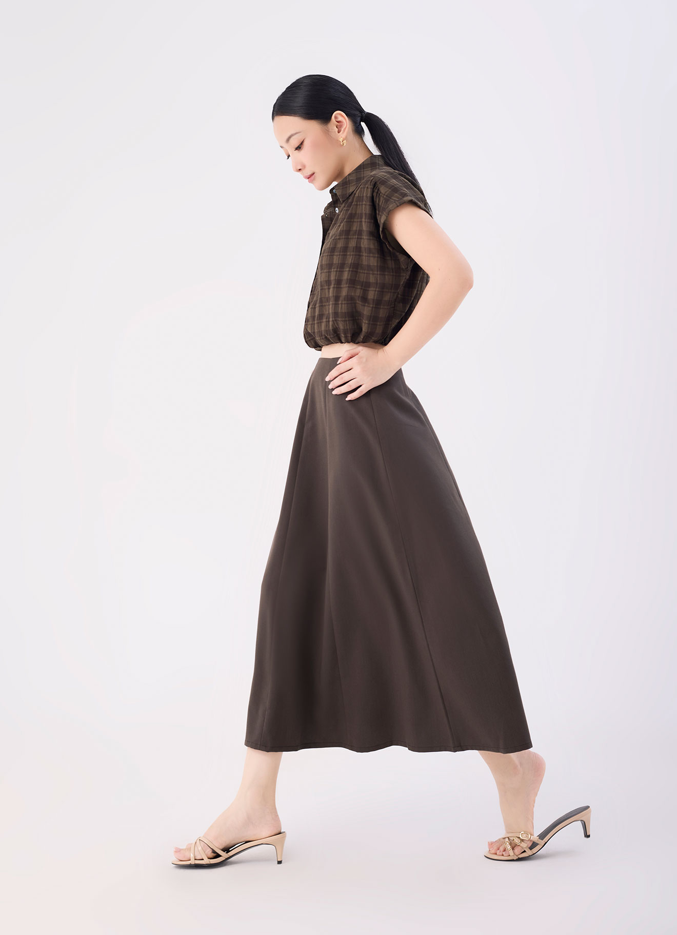 Slate-Black by A-Line Maxi Skirt