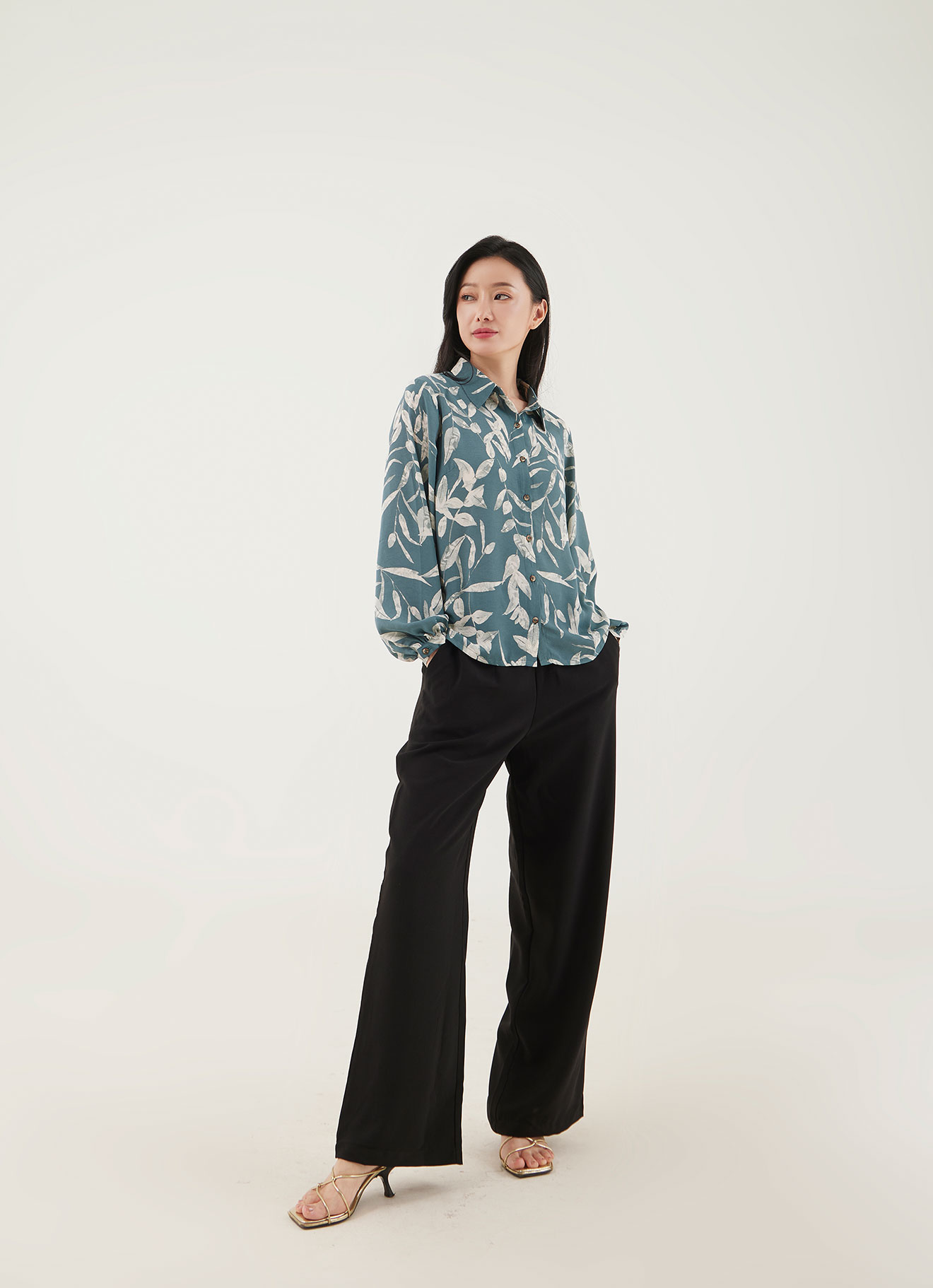 Smoke-Blue by Printed Shirt