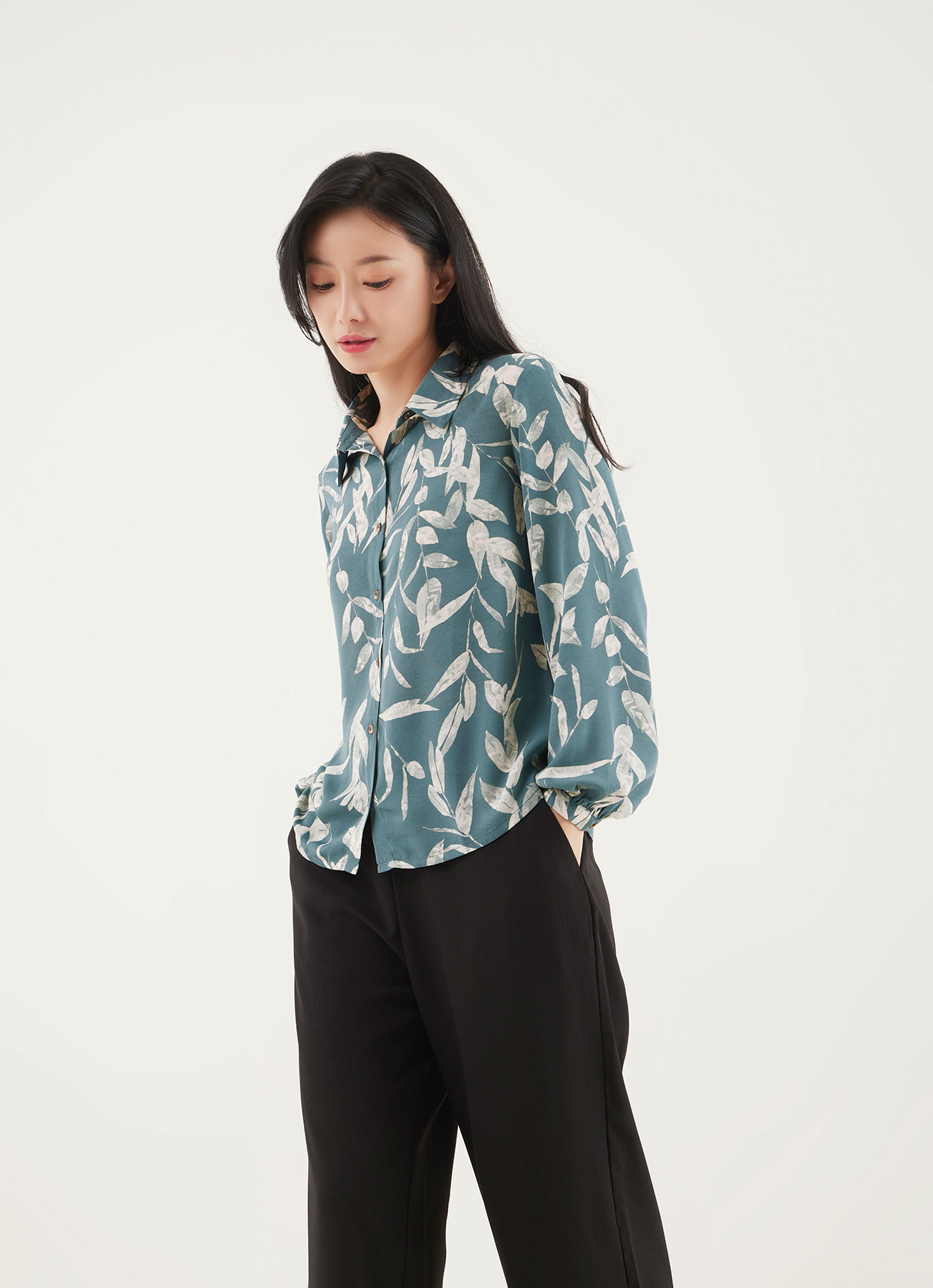 Smoke-Blue by Printed Shirt