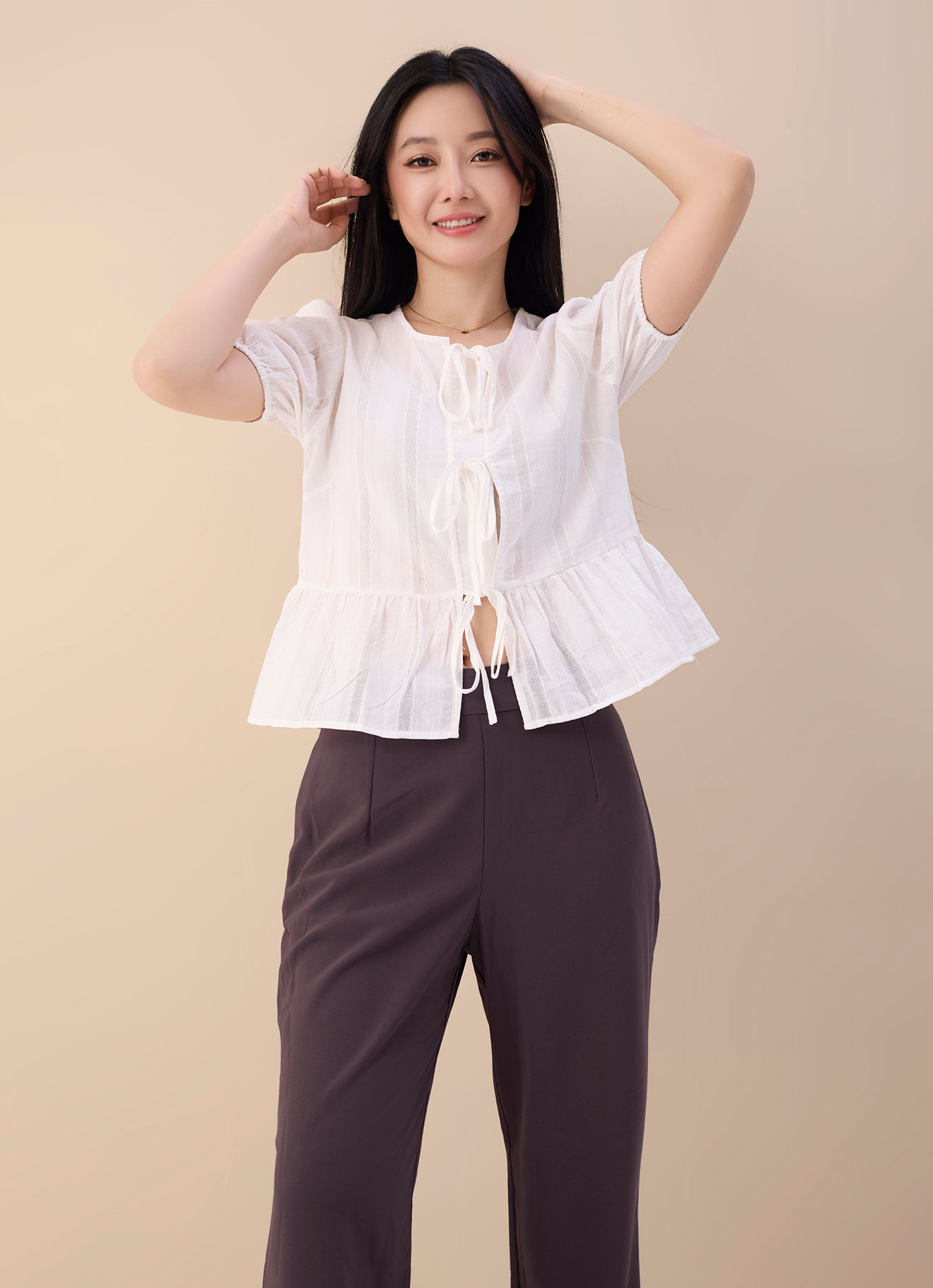 Snow-White by Sleeve Blouse