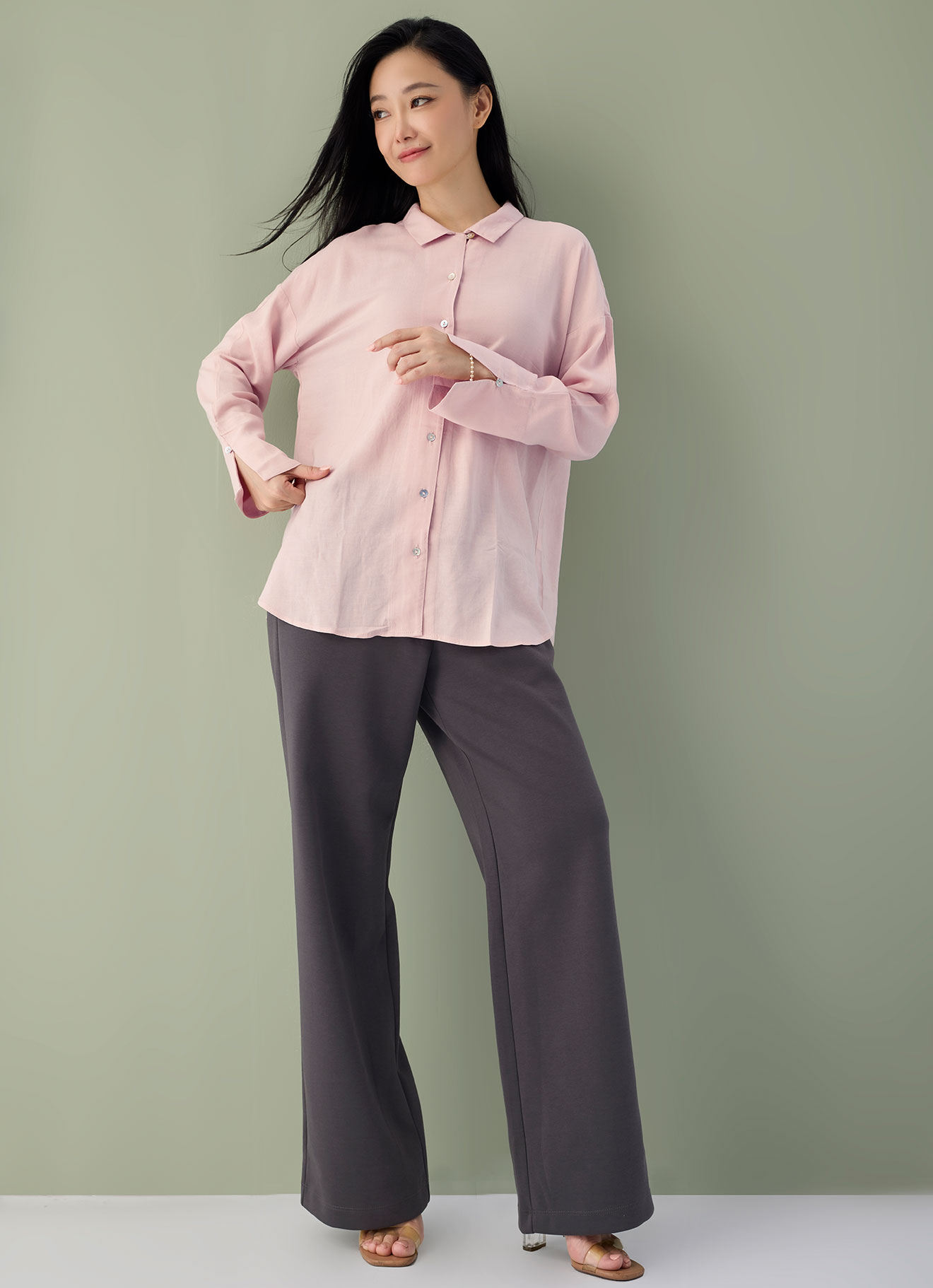 Soft-Pink  by Shirt Collor Blouse