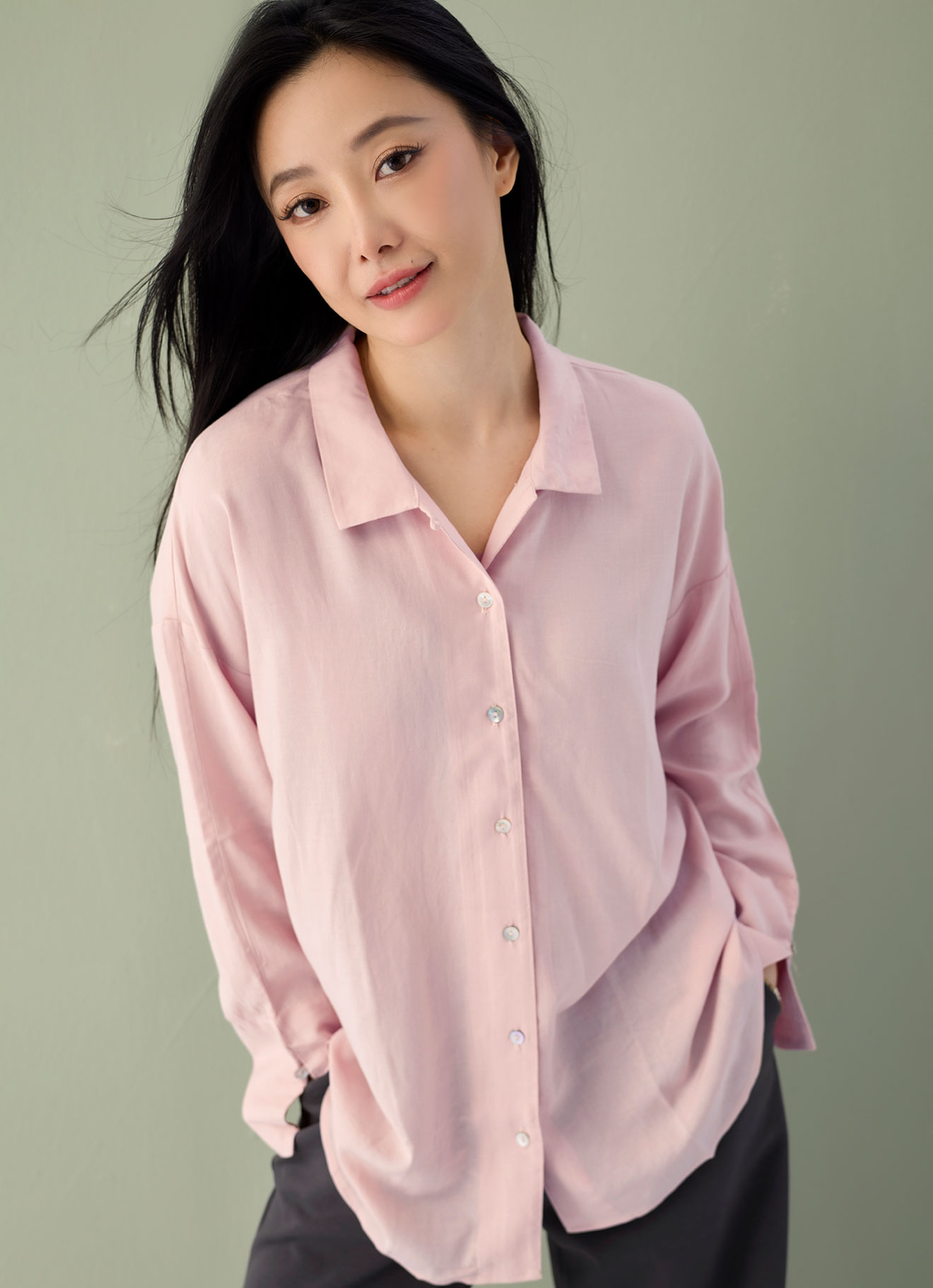 Soft-Pink  by Shirt Collor Blouse