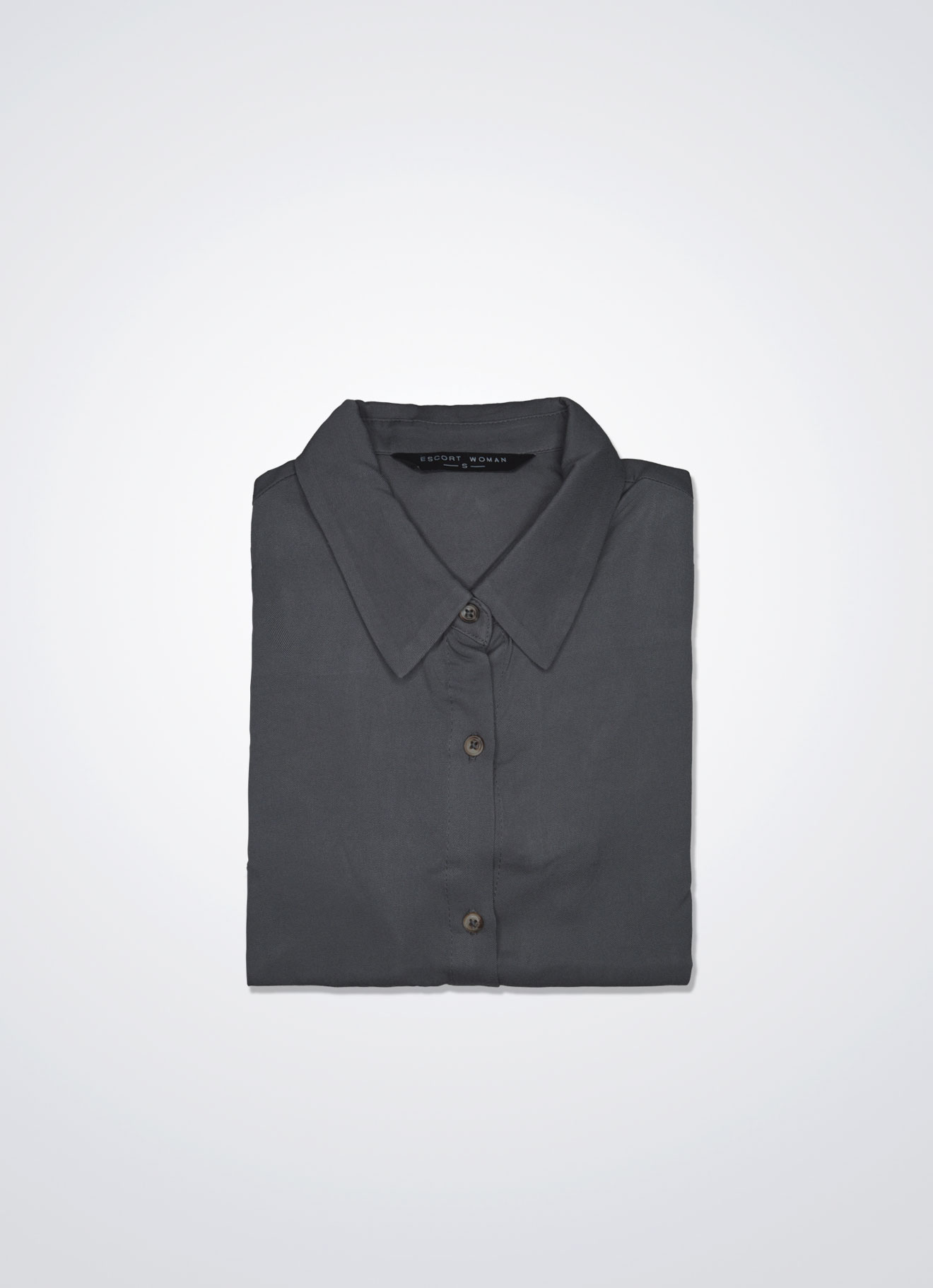 Steel-Gray by Shirt Collar Dress with Belt