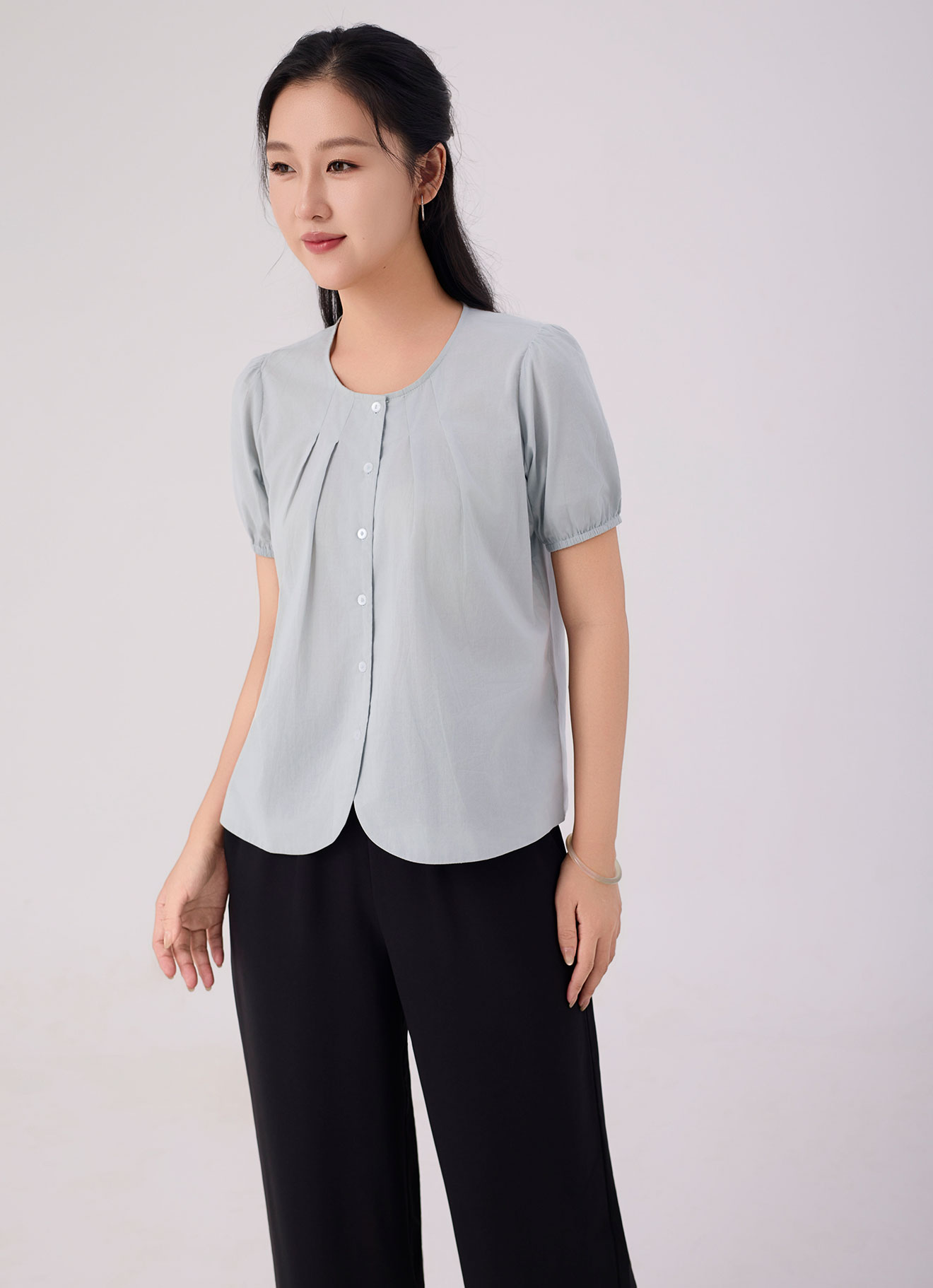 Storm-Gray by Sleeve Blouse