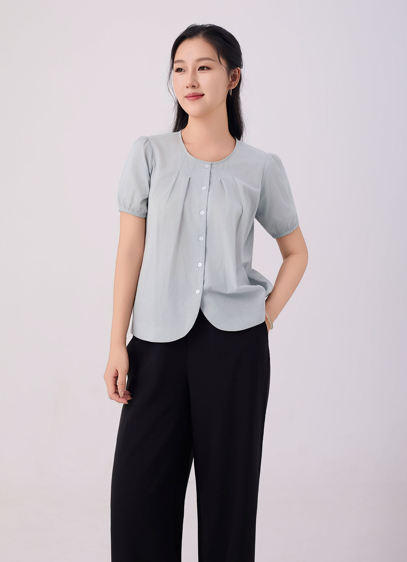 Storm-Gray by Sleeve Blouse