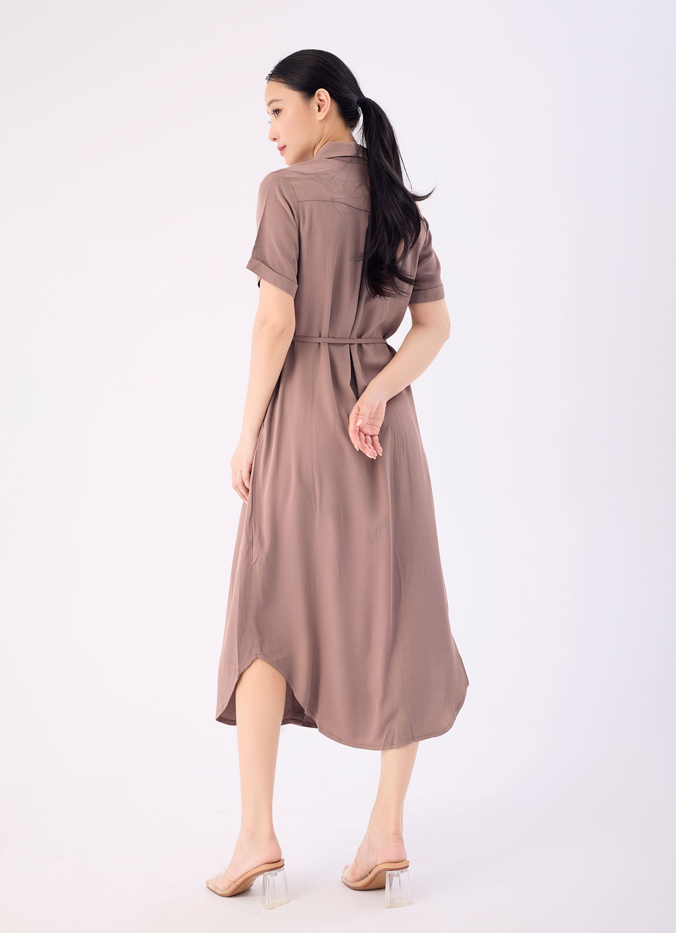 Stucco by Shirt Collar Dress with Belt