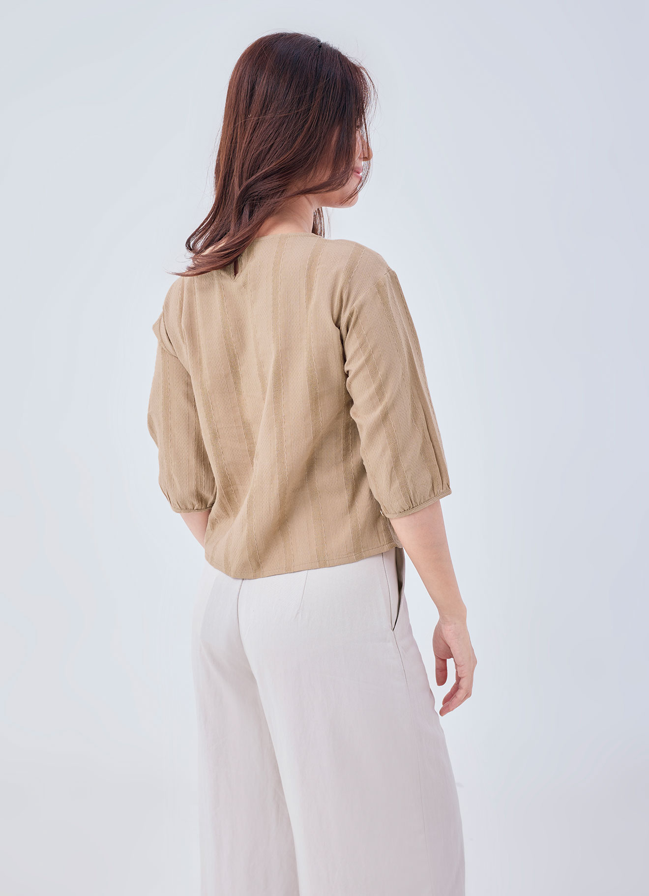 Tan by Round-Neck Blouse