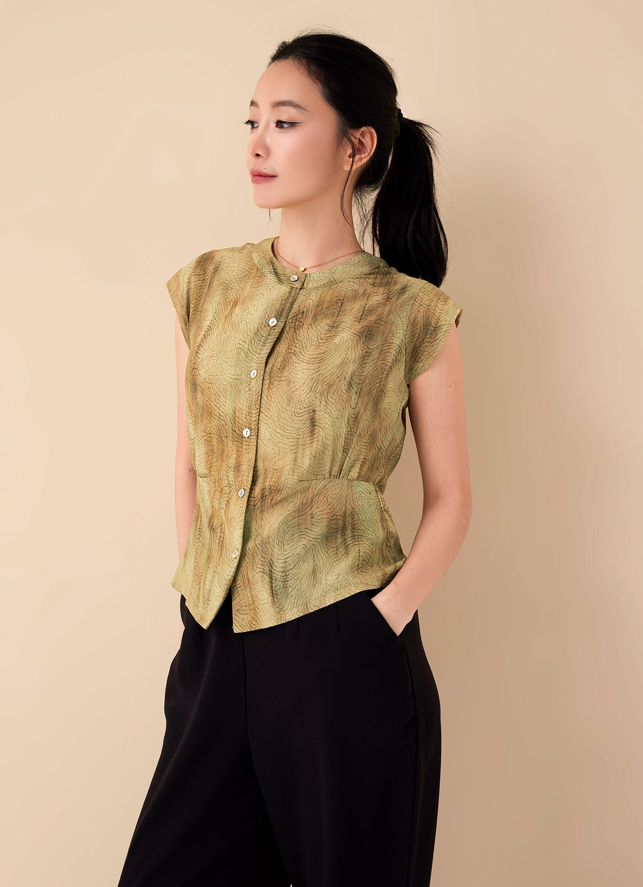 Taos-Taupe by Sleeve Blouse