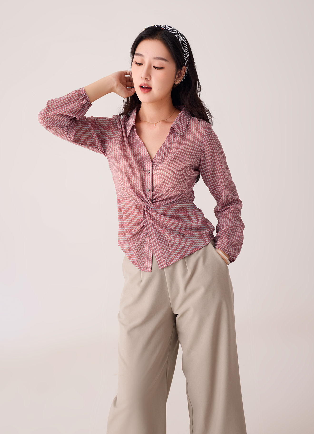 Terra-Cotta by LONG SLEEVE SHIRT WITH KNOT