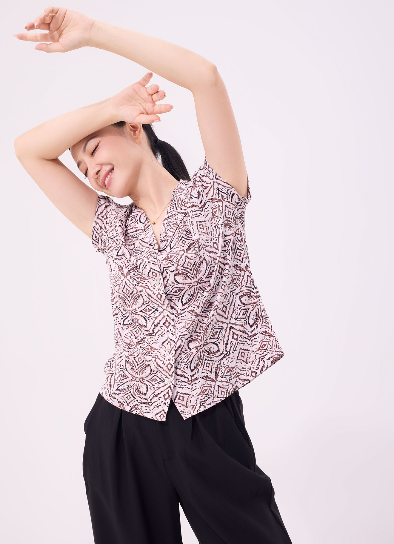 Tortoise-Shell  by Sleeve Blouse