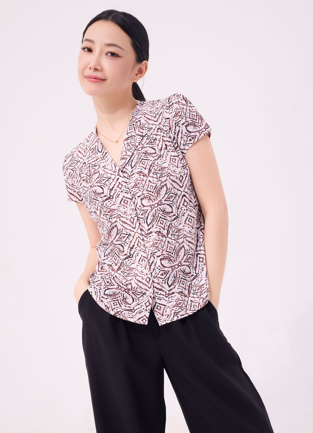 Tortoise-Shell  by Sleeve Blouse