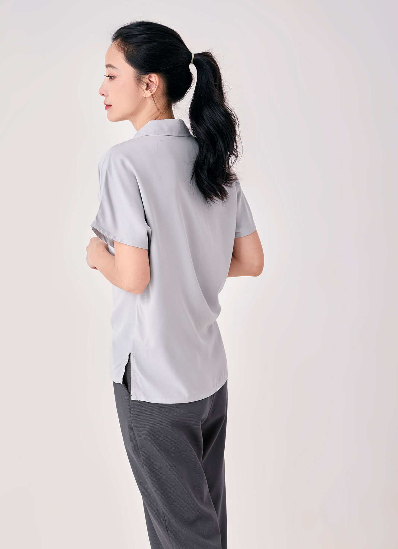 Vapor-Blue  by SHORT SLEEVE BLOUSE