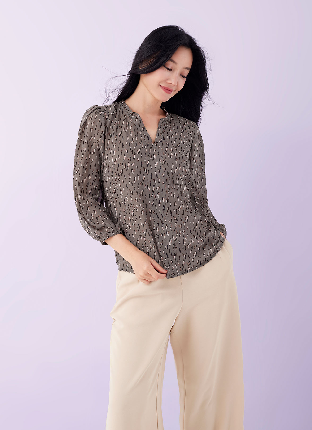 Walnut  by Sleeve Blouse
