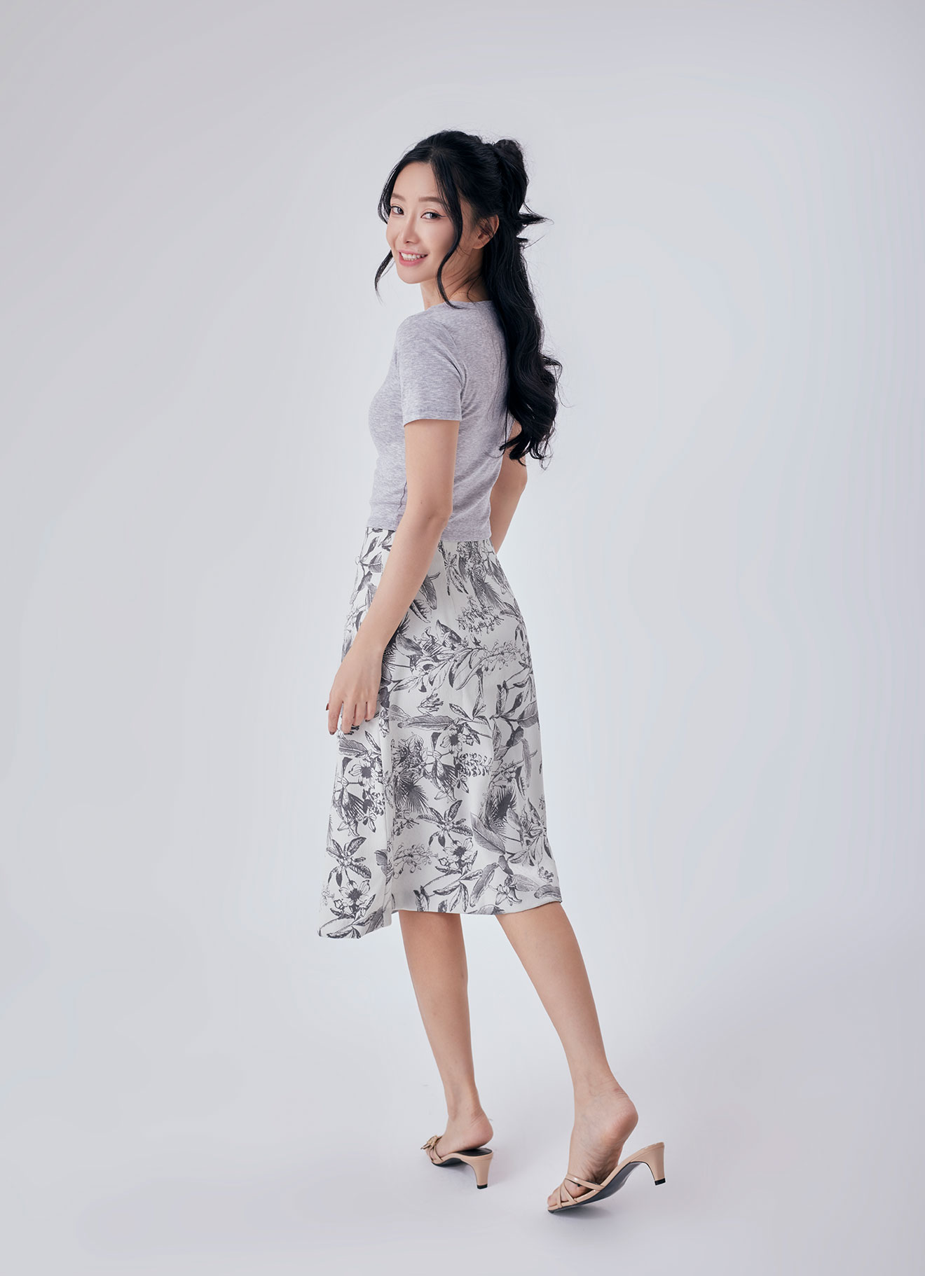 Whisper-White  by Printed Skirt