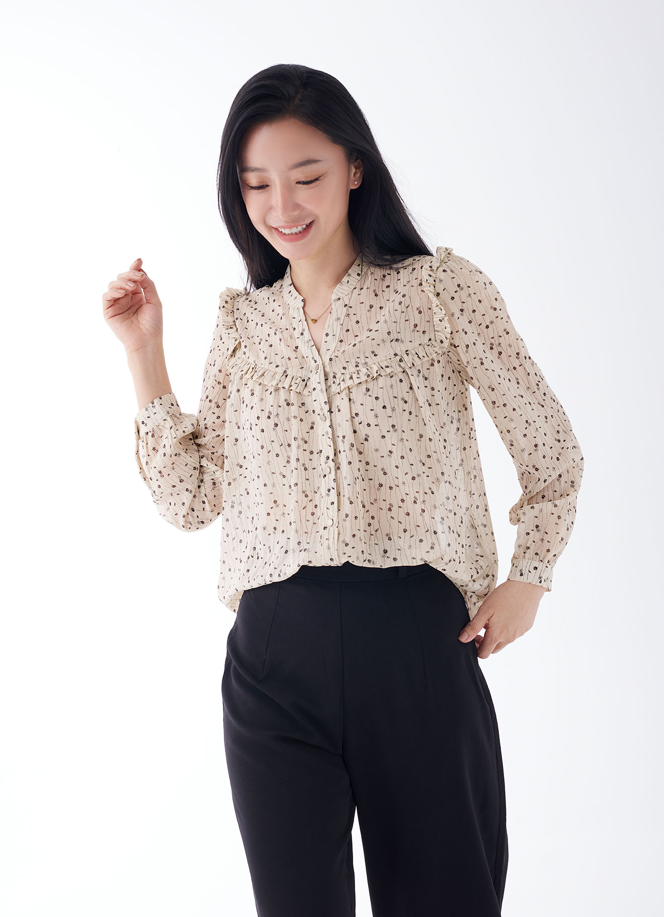 Whisper-White by Long-sleeved Blouse