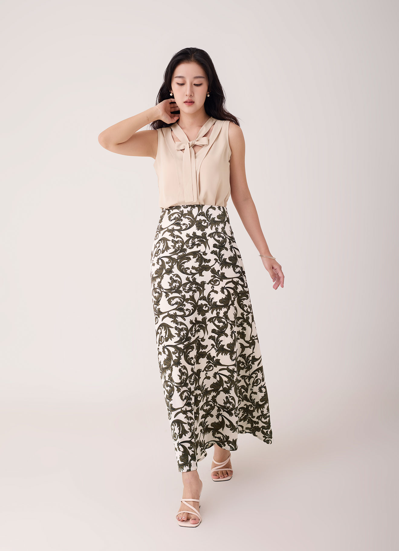 Whisper-White by Printed Skirt
