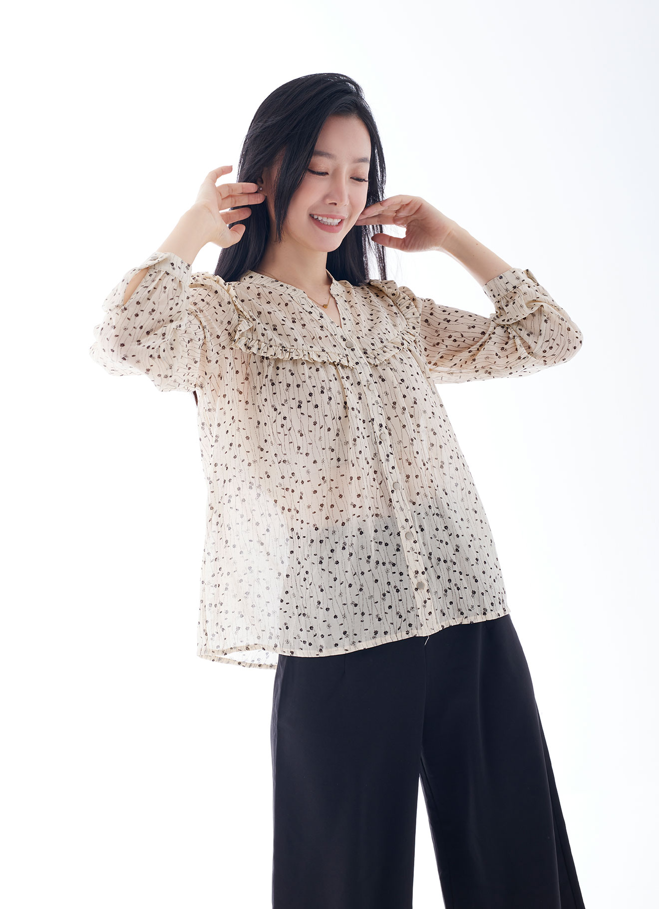 Whisper-White by Long-sleeved Blouse