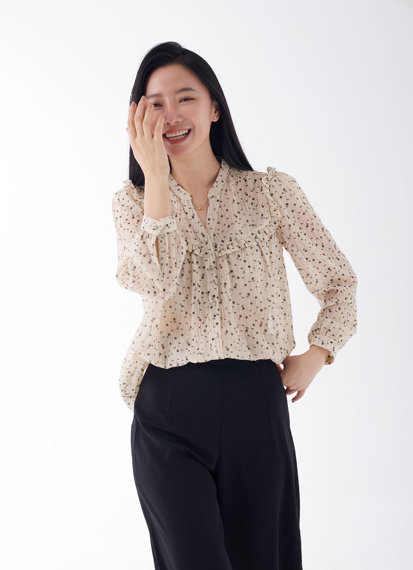 Whisper-White by Long-sleeved Blouse