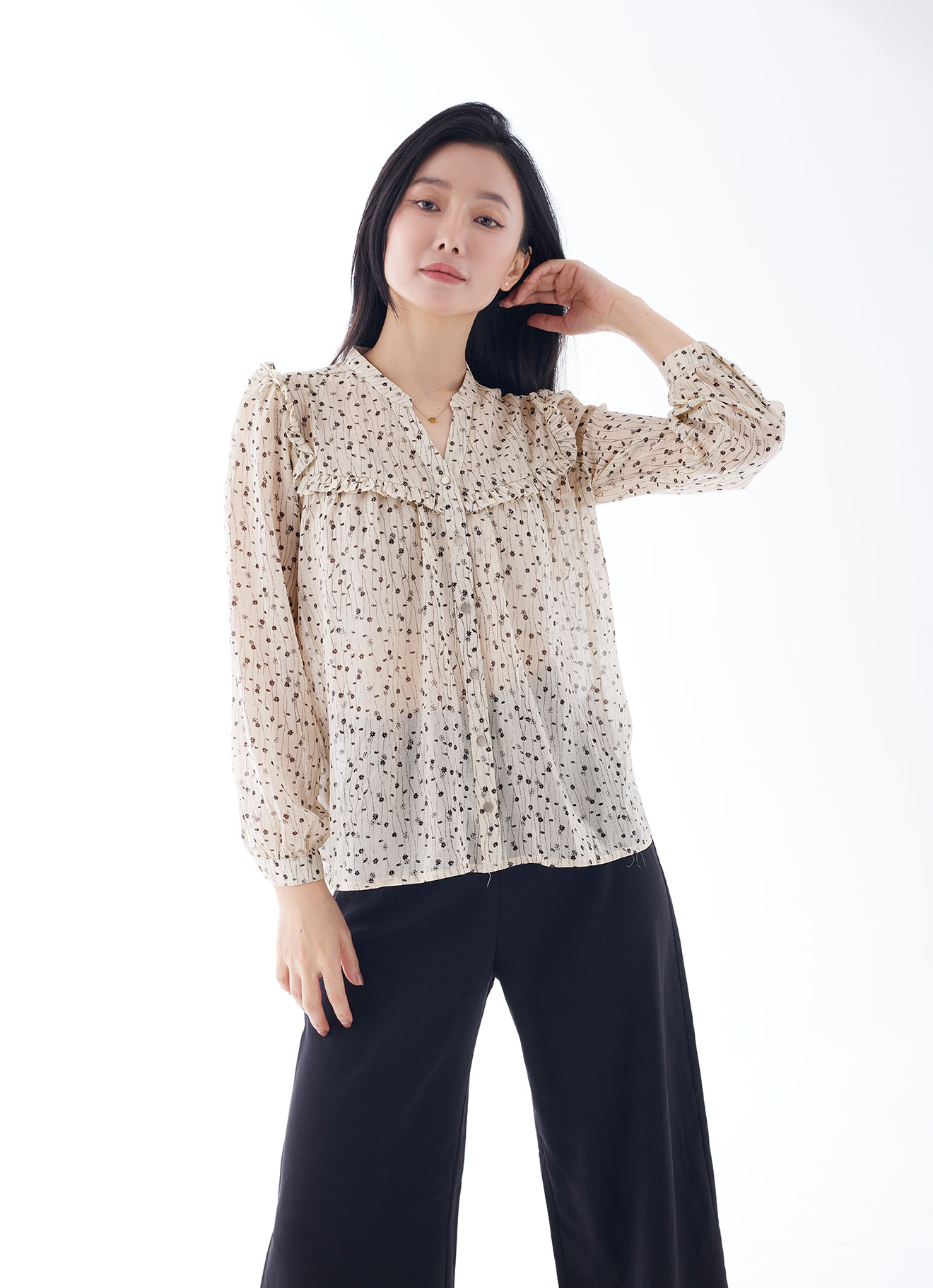 Whisper-White by Long-sleeved Blouse