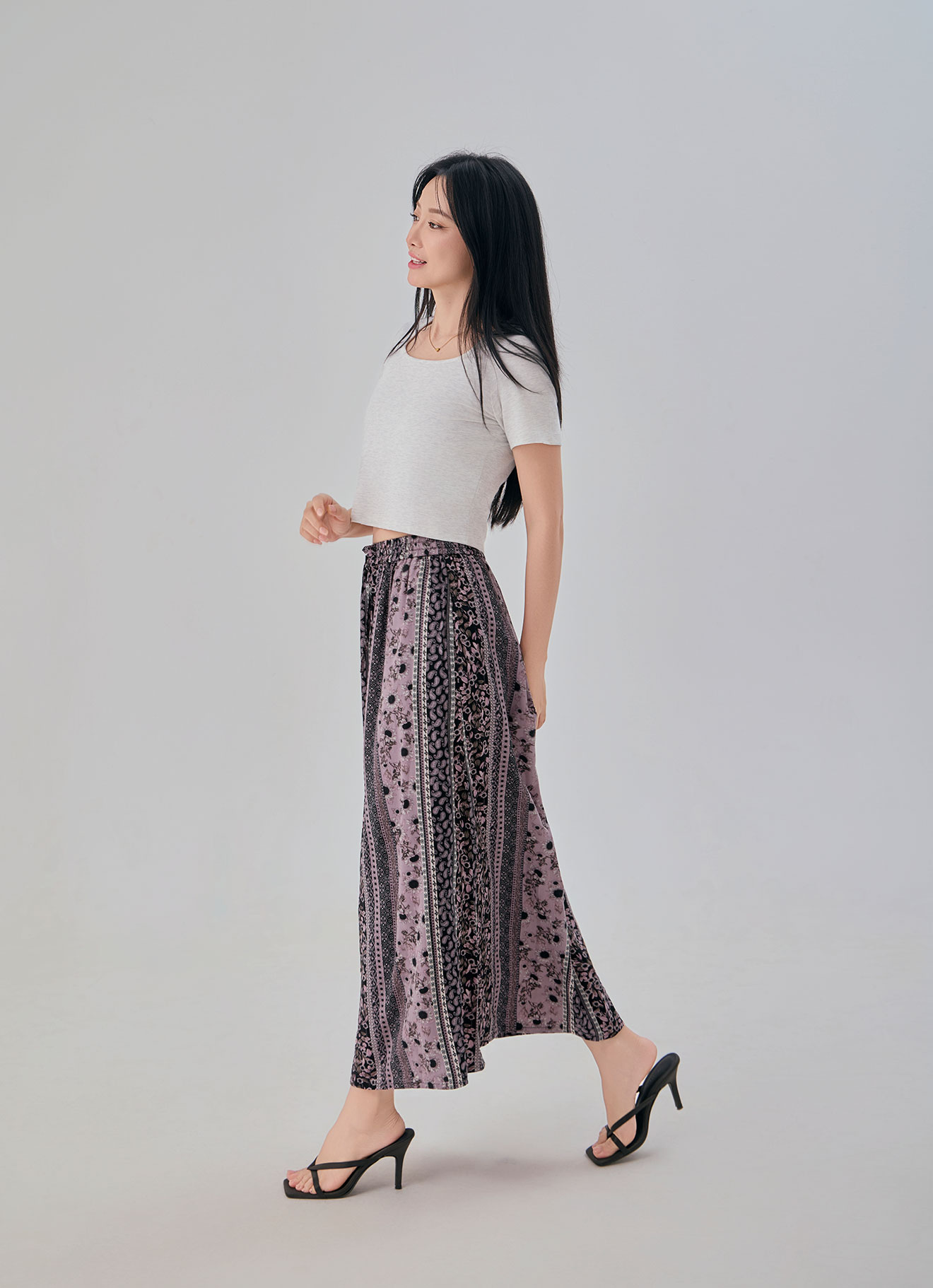 Woodrose by Printed Midi Skirt